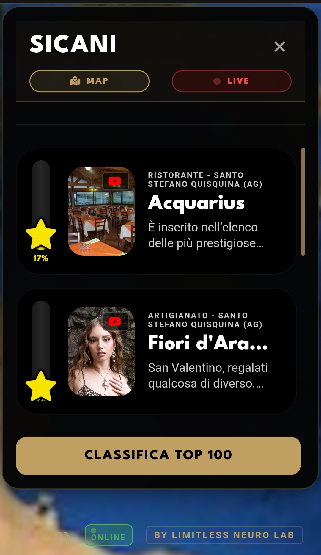 Interfaccia Shuffle Universe 1